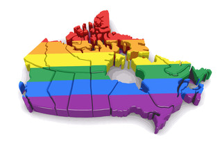 Poster - Map of Canada with LGBT flag. Image with clipping path.