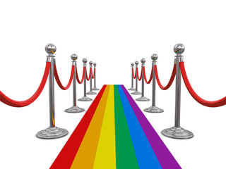 Poster - Multi Colored Carpet and stanchions. Image with clipping path