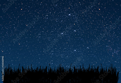 Fotomural background night sky with stars and moon