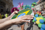 tambourine player on samba parade