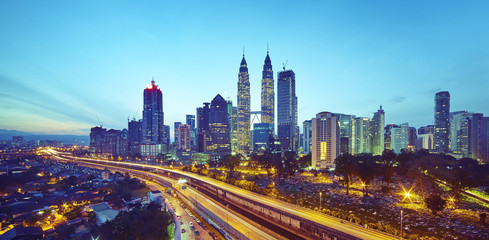 Wall Mural - kuala lumpur city skyline at twilight, malaysia .