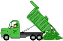 Illustration Of A Man In A Truck Dumping A Load Of St. Patricks Day Shamrocks.
