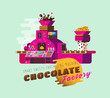Cartoon Chocolate Factory vector illustration.