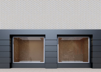 Wall Mural - showcase on street, mock up. 3d rendering
