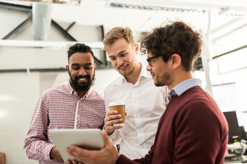 Canvas Print - business team with tablet pc and coffee at office