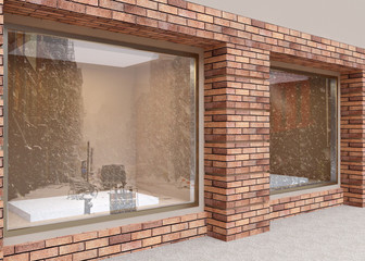 Wall Mural - showcase street store. 3d rendering
