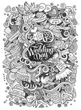 Fototapeta Pokój dzieciecy - Cartoon cute doodles hand drawn wedding illustration