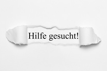 Wall Mural - Hilfe gesucht! auf weißen gerissenen Papier