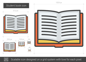 Poster - Student book line icon.