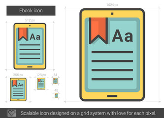 Poster - Ebook line icon.