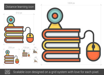 Poster - Distance learning line icon.