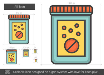 Sticker - Pill line icon.