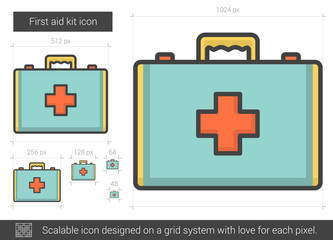 Canvas Print - First aid kit line icon.