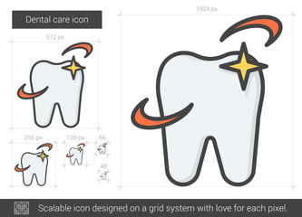 Sticker - Dental care line icon.