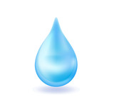 Fototapeta Sypialnia - Realistic blue water drop. 3d icon droplet falls. Vector illustration