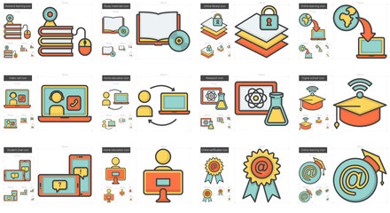 Poster - education line icon set.