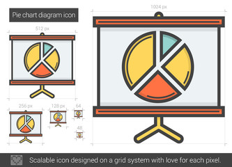 Sticker - Pie chart diagram line icon.