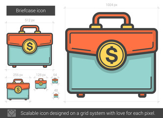 Sticker - Briefcase line icon.