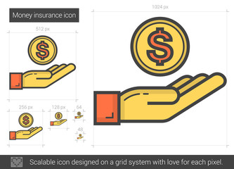 Sticker - Money insurance line icon.