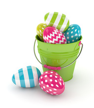 3d Render Of Easter Eggs And Bucket