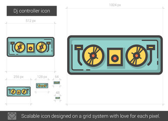 Poster - Dj controller line icon.