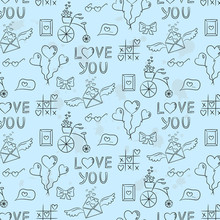 Seamless Pattern With Valentine's Icons.