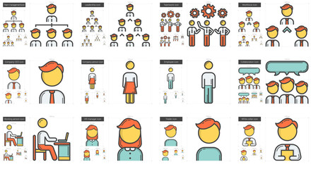 Poster - Human resources line icon set.