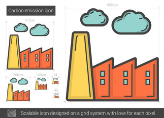 Sticker - Carbon emission line icon.