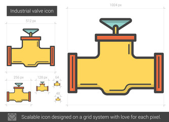 Sticker - Industrial valve line icon.