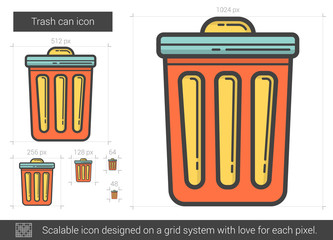 Canvas Print - Trash can line icon.