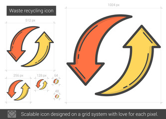 Poster - Waste recycling line icon.