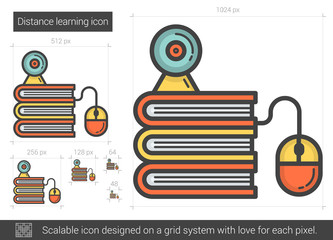 Poster - Distance learning line icon.