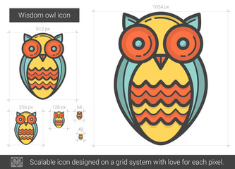 Poster - Wisdom owl line icon.