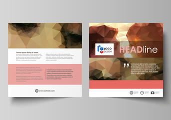 Poster - Business templates for square design brochure, magazine, flyer, booklet. Leaflet cover, abstract vector layout. Romantic couple kissing. Beautiful background. Geometrical pattern in triangular style.