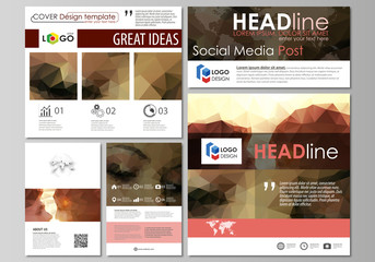 Poster - Social media posts set. Business templates. Abstract flat design template, vector layouts in popular formats. Romantic couple kissing. Beautiful background. Geometrical pattern in triangular style.