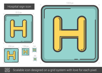 Wall Mural - Hospital sign line icon.