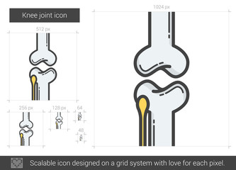 Wall Mural - Knee joint line icon.