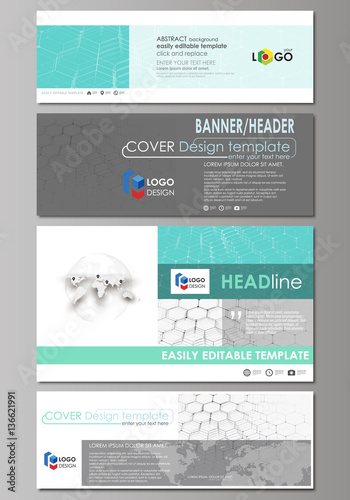 Social Media And Email Headers Set Modern Banners Abstract