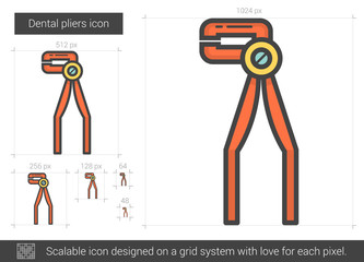 Sticker - Dental pliers line icon.