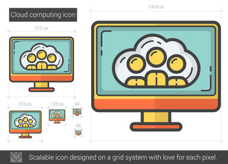 Poster - Cloud computing line icon.