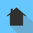 House icon on a blue background. Vector illustration of a flat design.