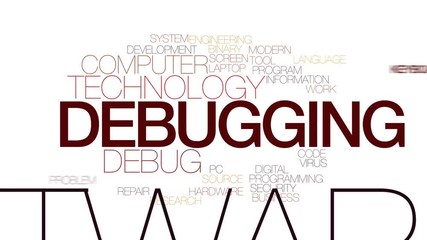 Poster - Debugging animated word cloud, text design animation. Kinetic typography.