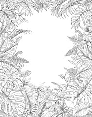 Wall Mural - Hand Drawn Tropical Plants Frame