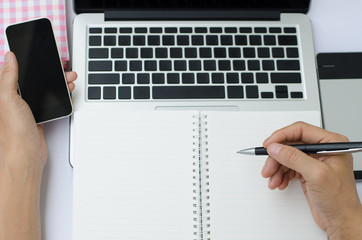 Man working on desk office