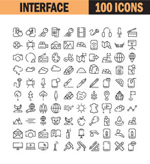 Poster - Universal thin line icon set