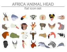Flat Africa Flora And Fauna Map Constructor Elements. Animals, B