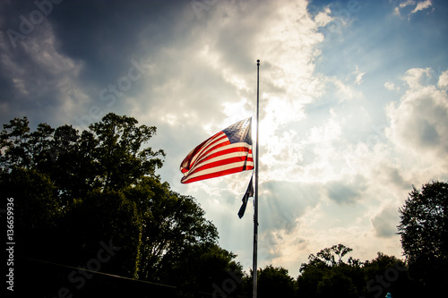 American flag at half mast - Buy this stock photo and ...