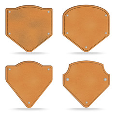 Sticker - Set of leather tag labels on white