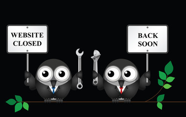Wall Mural - Comical website maintenance closed with back soon message  
