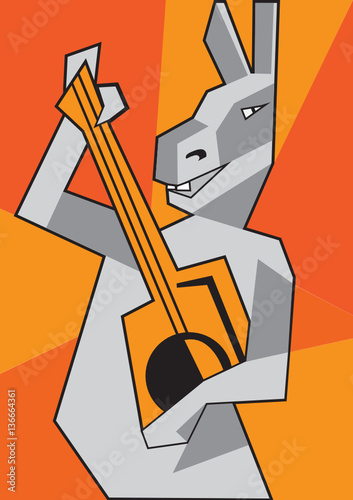 zabawny-osiol-z-gitara-na-pomaranczowym-tle